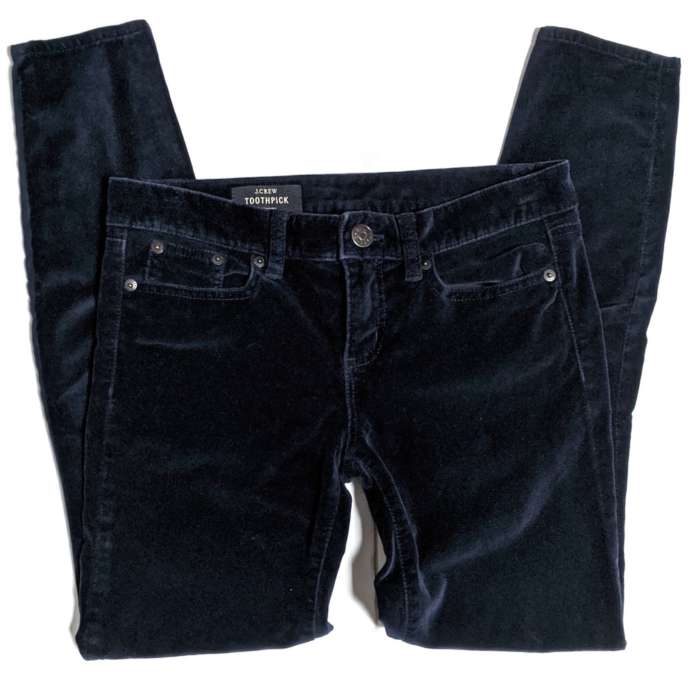 J. Crew Toothpick Velvet Jeans Navy
